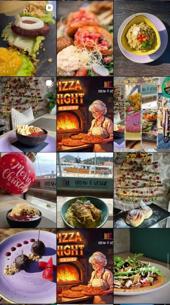Instagram profil (restoran) prije suradnje s Marelas Creative