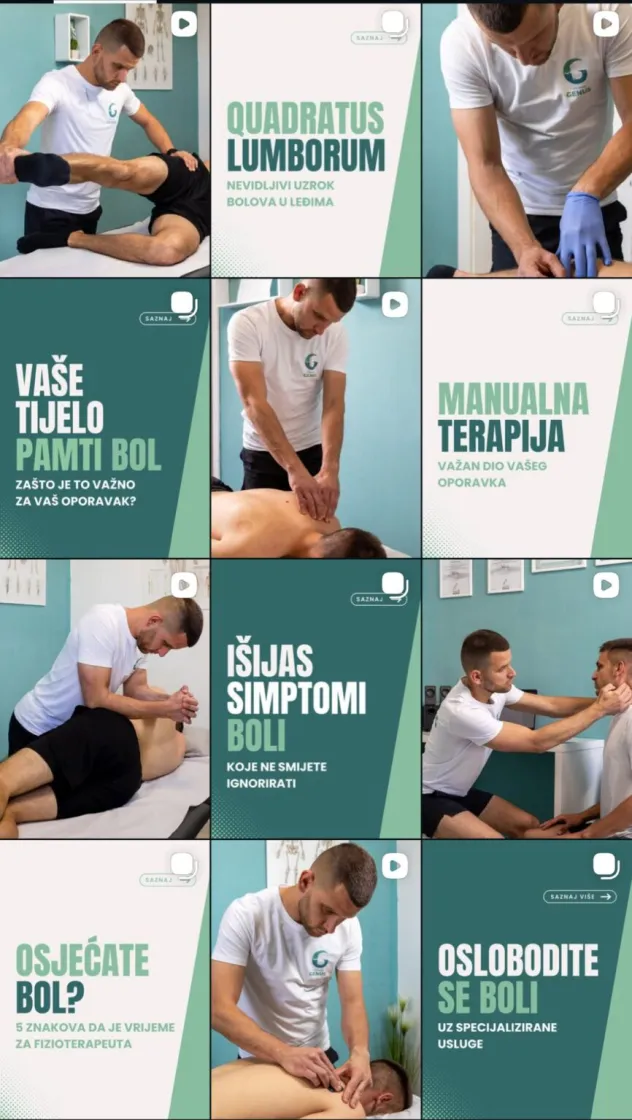 Instagram profil (fizioterapija) nakon suradnje s Marelas Creative