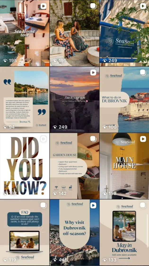 Instagram profil (apartmani) nakon suradnje s Marelas Creative